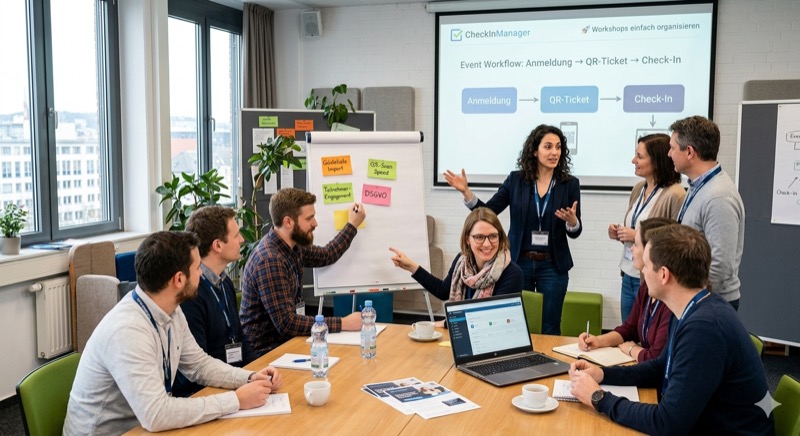 Workshop-Team nutzt CheckInManager für Event-Organisation mit individuellem Anmeldeformular