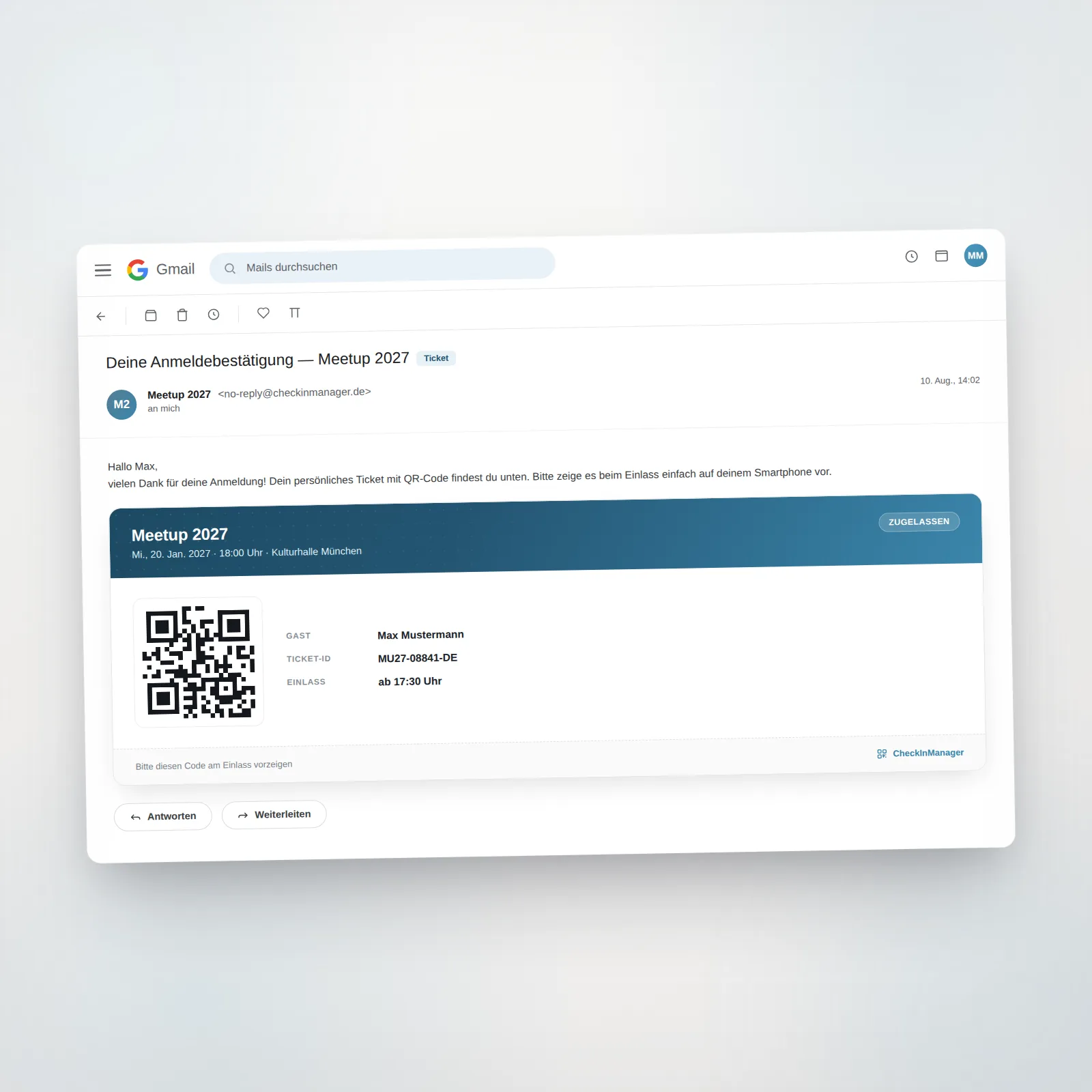 QR-Code Ticket per E-Mail – so sieht ein digitales Ticket aus