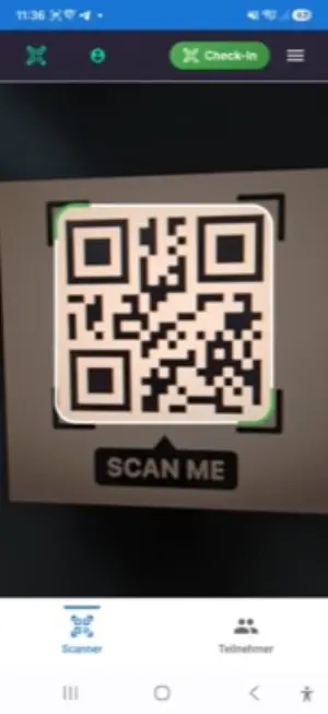 CheckinManager Scanner-Ansicht auf iPhone